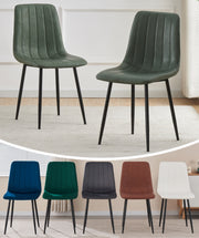 BRIBRION Dining Chairs Set of 2 Upholstered PU/Velvet Faux Leather Black Metal Legs for Kitchen