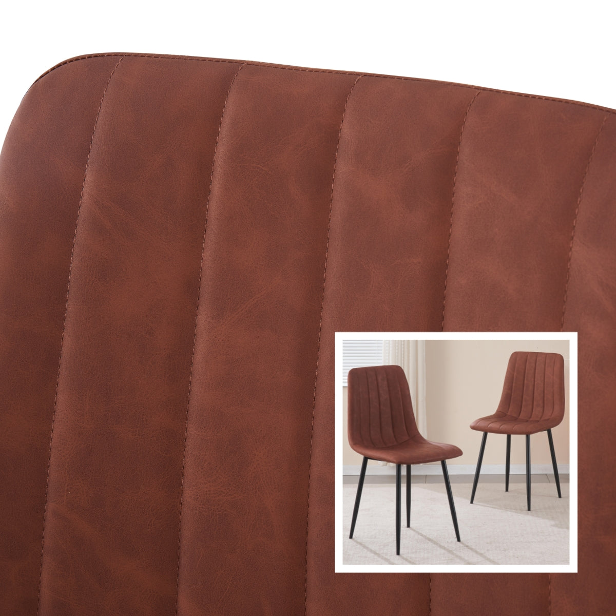 BRIBRION Dining Chairs Set of 2 Upholstered PU/Velvet Faux Leather Black Metal Legs for Kitchen