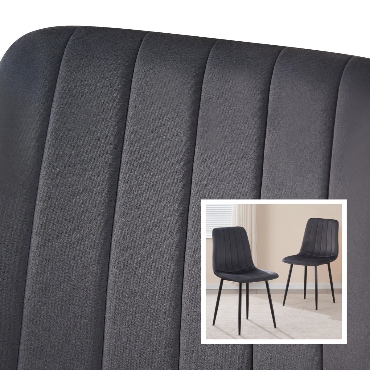 BRIBRION Dining Chairs Set of 2 Upholstered PU/Velvet Faux Leather Black Metal Legs for Kitchen