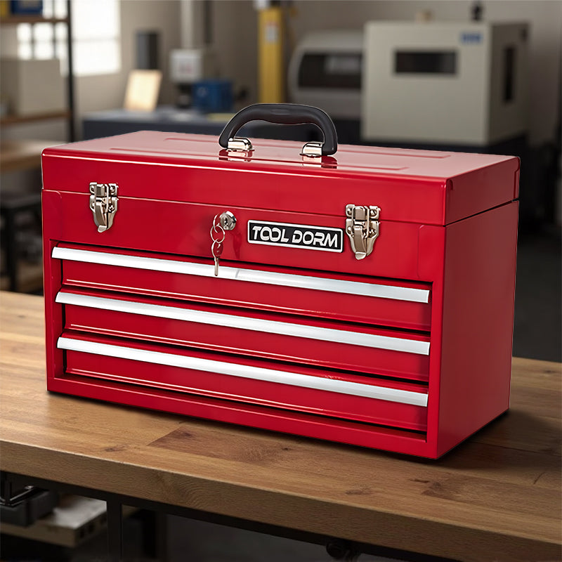 Metal Tool Box with 3 Drawes Portable Steel Metal Tool Box