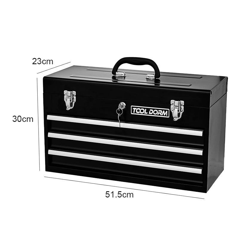 Metal Tool Box with 3 Drawes Portable Steel Metal Tool Box