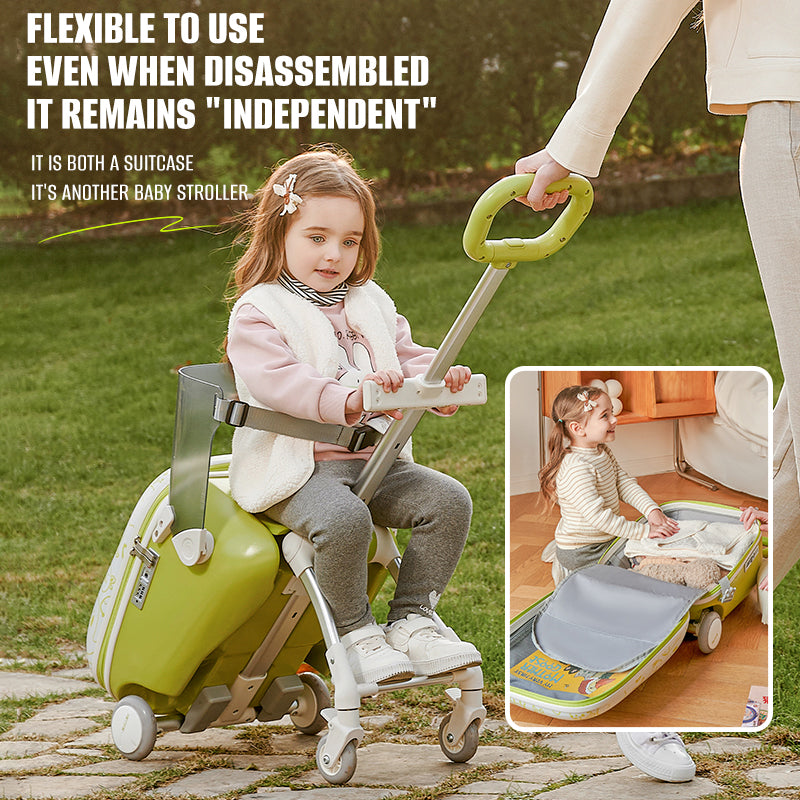 20" Children Travel Suitcase With Seat And Rider Capabilities,Anti Rollover, Carry-on Luggage Lightweight