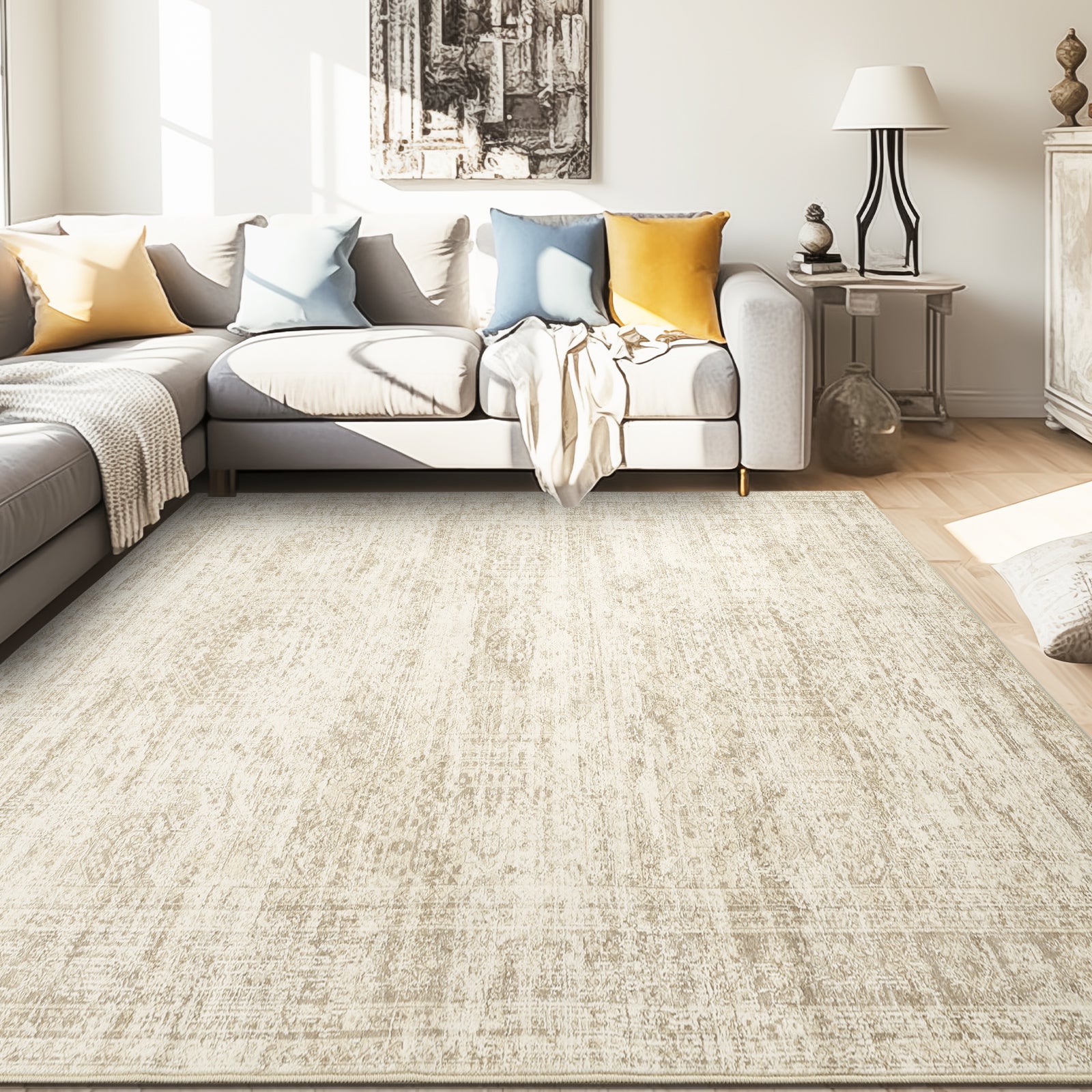 1pc Area Rug for Living Room Washable Rugs Non Slip Indoor Floor Carpet Foldable Large Soft Area Rug