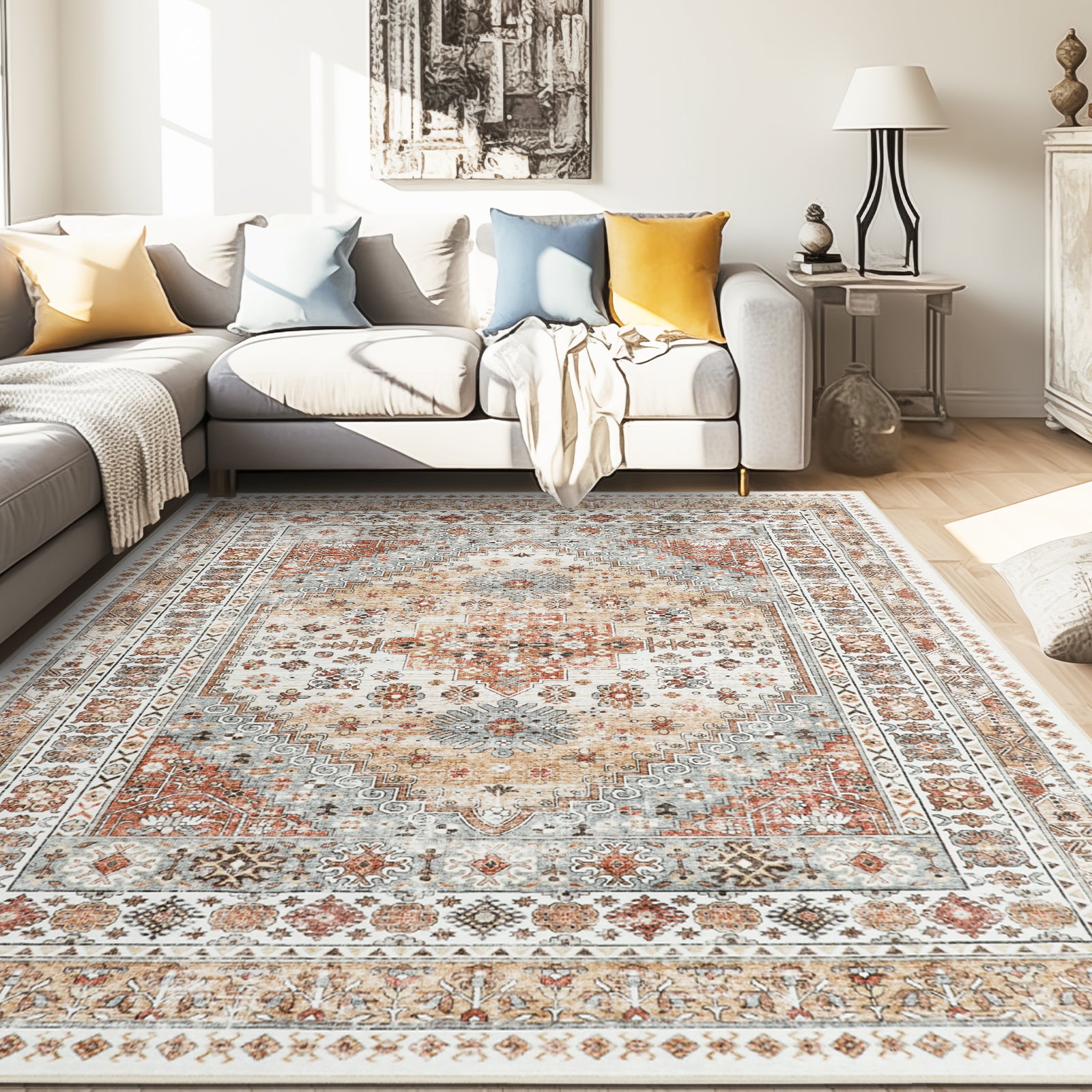 1pc Area Rug for Living Room Washable Rugs Non Slip Indoor Floor Carpet Foldable Large Soft Area Rug