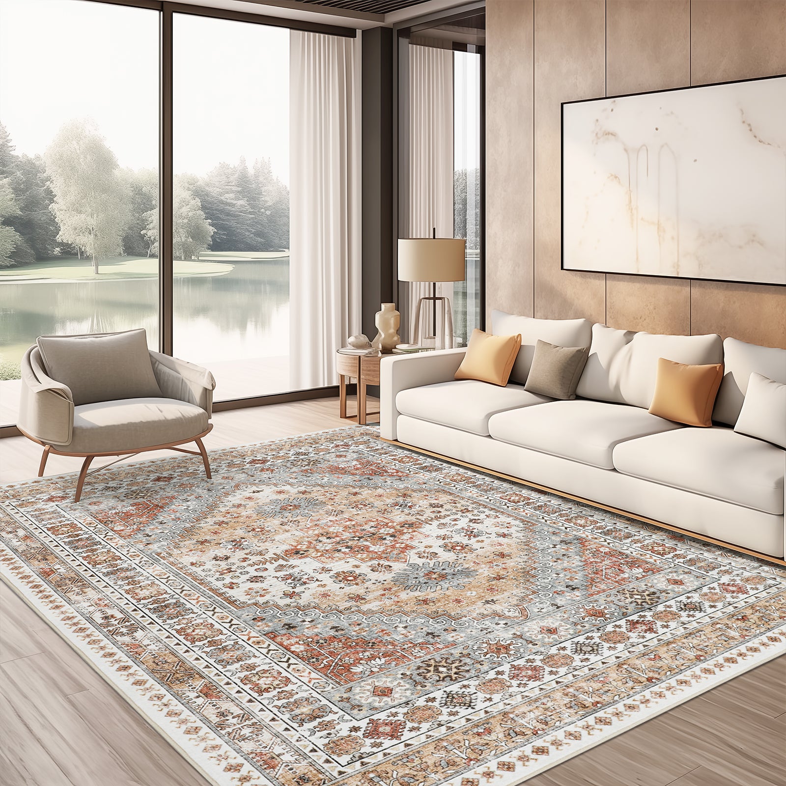 1pc Area Rug for Living Room Washable Rugs Non Slip Indoor Floor Carpet Foldable Large Soft Area Rug