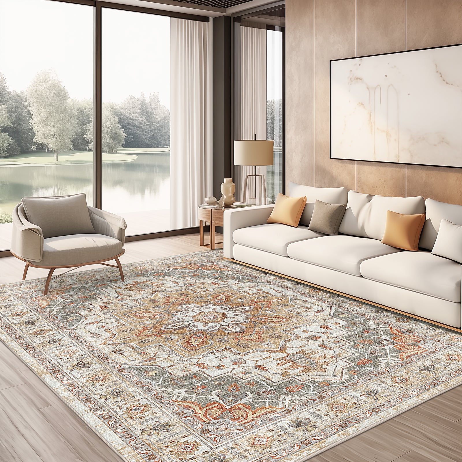 1pc Area Rug for Living Room Washable Rugs Non Slip Indoor Floor Carpet Foldable Large Soft Area Rug