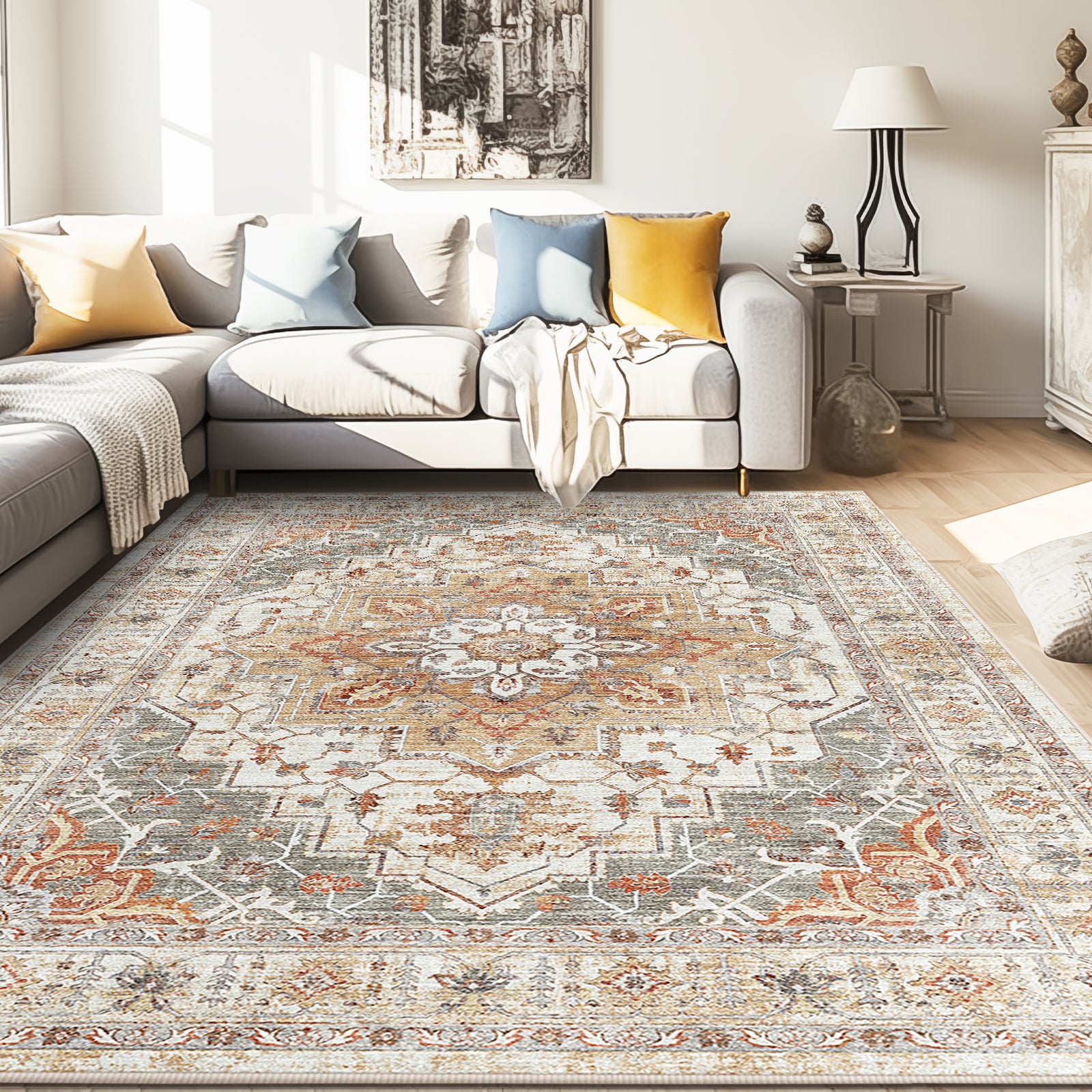 1pc Area Rug for Living Room Washable Rugs Non Slip Indoor Floor Carpet Foldable Large Soft Area Rug