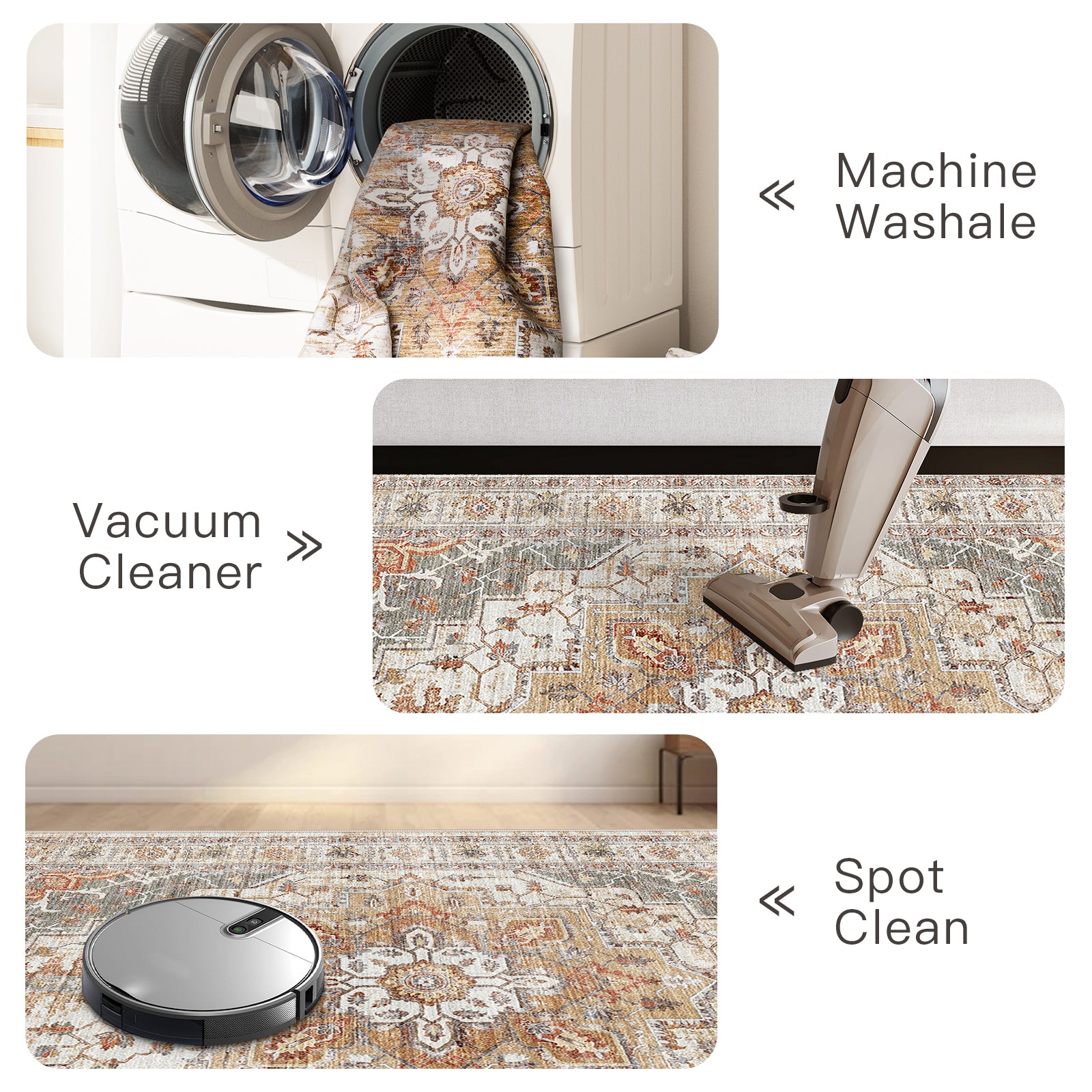 1pc Area Rug for Living Room Washable Rugs Non Slip Indoor Floor Carpet Foldable Large Soft Area Rug