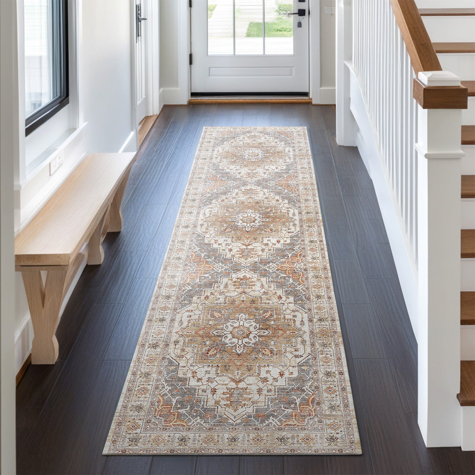 1pc Runner Rug for Corridor Washable Rugs Non Slip Indoor Floor Carpet Foldable Large Soft Area Rug