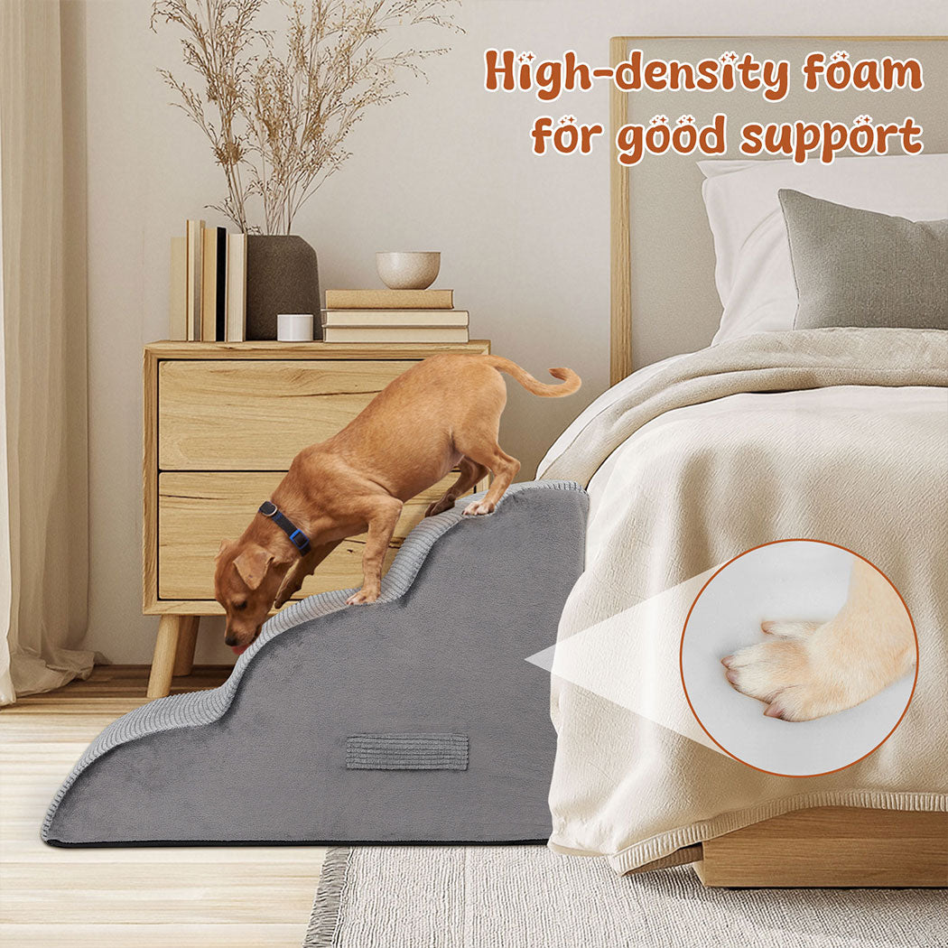 Tedi's 3-Teirs Dog Stairs Ramp for Bed Couch Sofa Steps Removable Washable Portable Foam