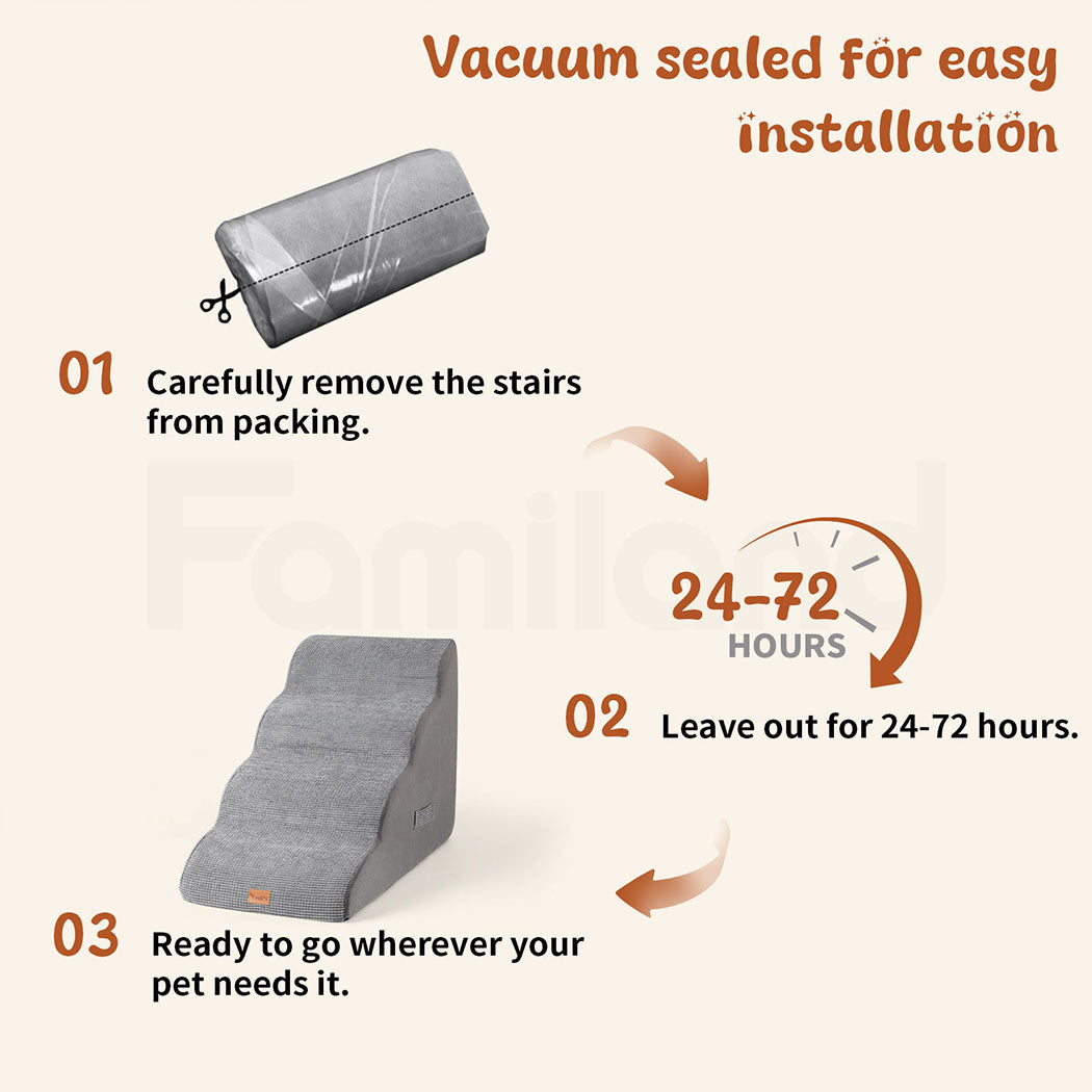 Tedi's 4-Teirs Dog Stairs Ramp for Bed Couch Sofa Steps Removable Washable Portable Foam
