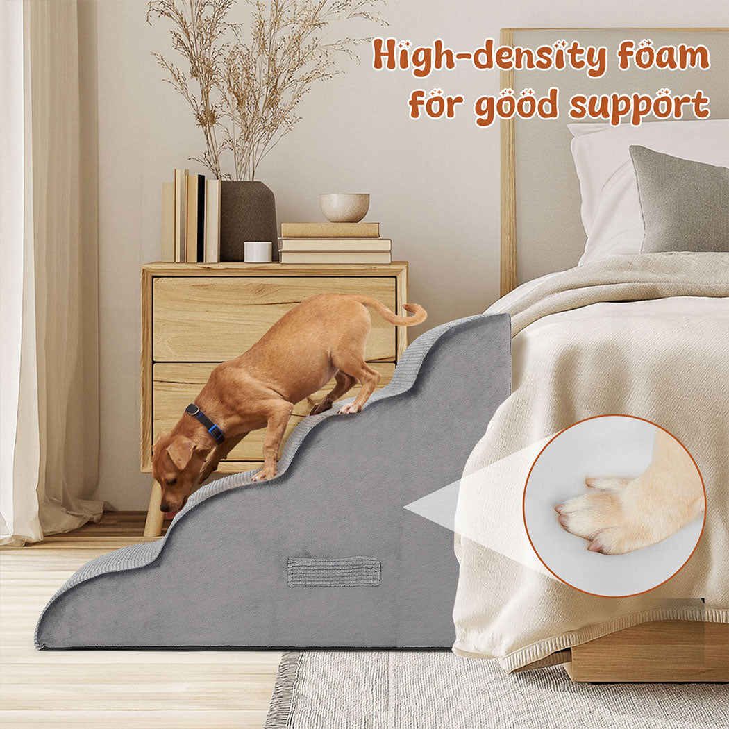 Tedi's 4-Teirs Dog Stairs Ramp for Bed Couch Sofa Steps Removable Washable Portable Foam