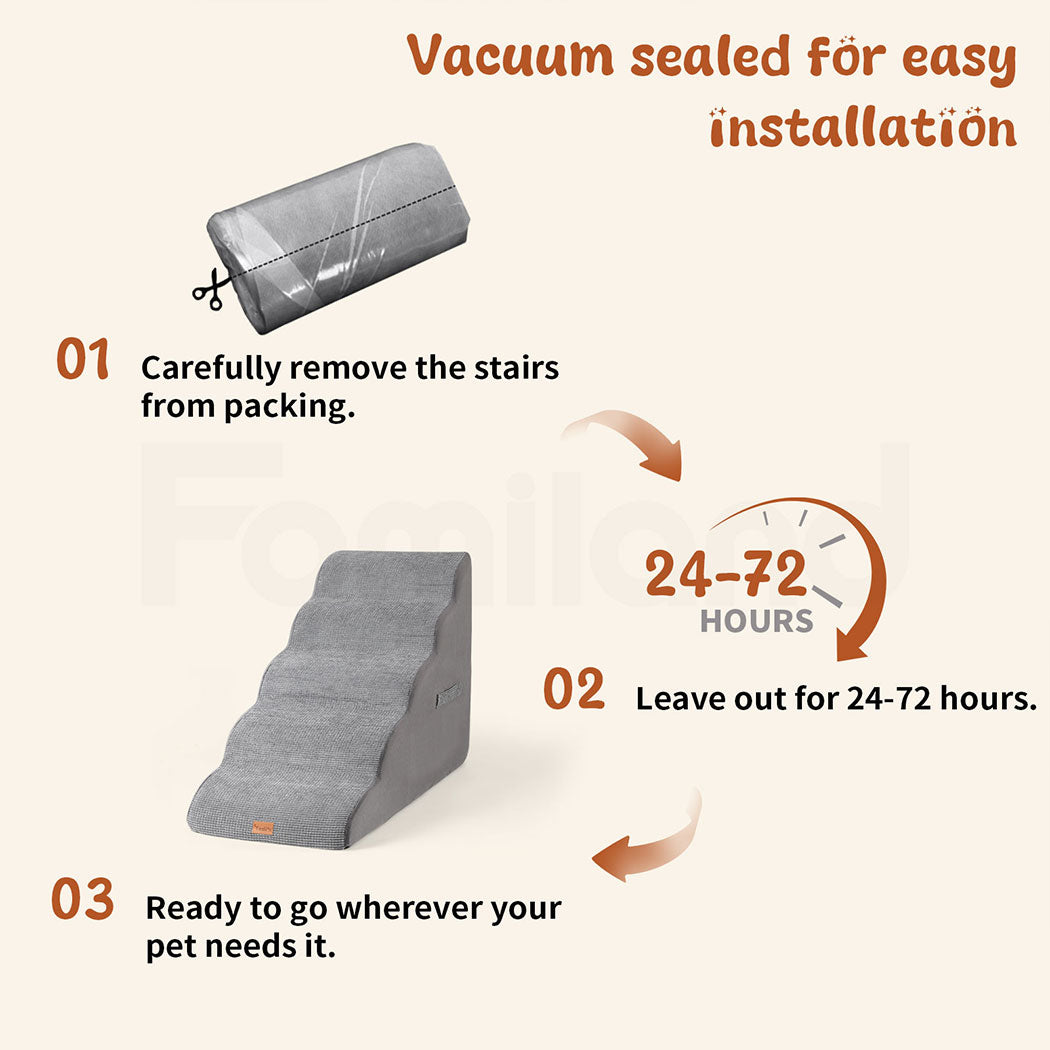 Tedi's 5-Teirs Dog Stairs Ramp for Bed Couch Sofa Steps Removable Washable Portable Foam