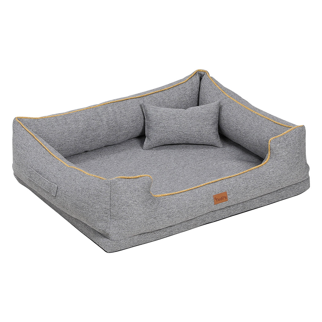 Tedi’s Orthopedic Dog Bed Pet Calming Mat Memory Foam Removable Washable Portable Grey