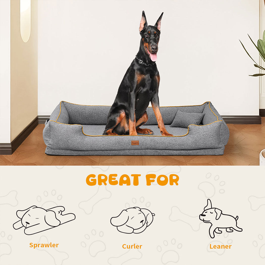 Tedi’s Orthopedic Dog Bed Pet Calming Mat Memory Foam Removable Washable Portable Grey