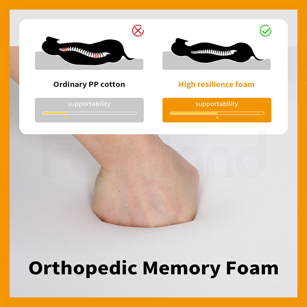 Tedi’s Orthopedic Dog Bed Pet Calming Mat Memory Foam Removable Washable Portable Grey