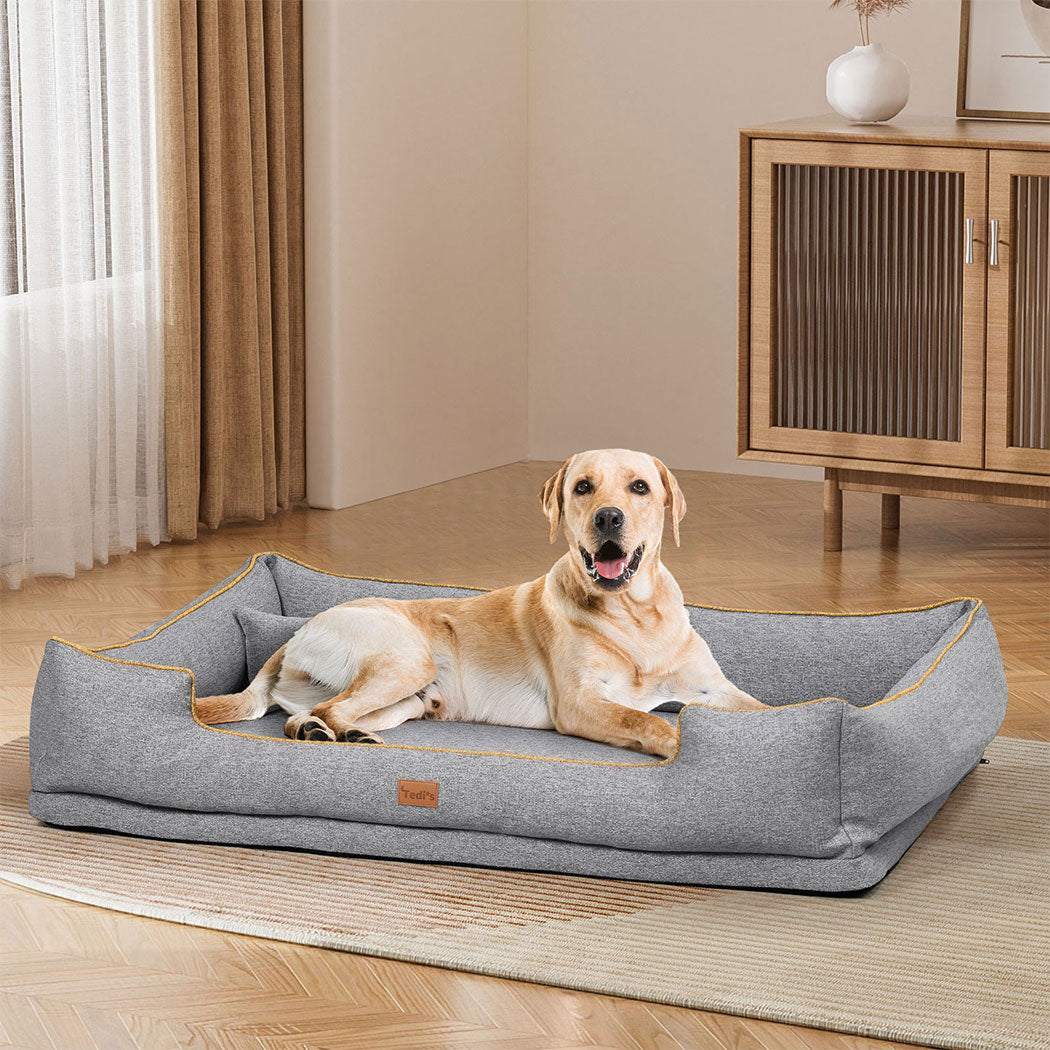 Tedi’s Orthopedic Dog Bed Pet Calming Mat Memory Foam Removable Washable Portable Grey