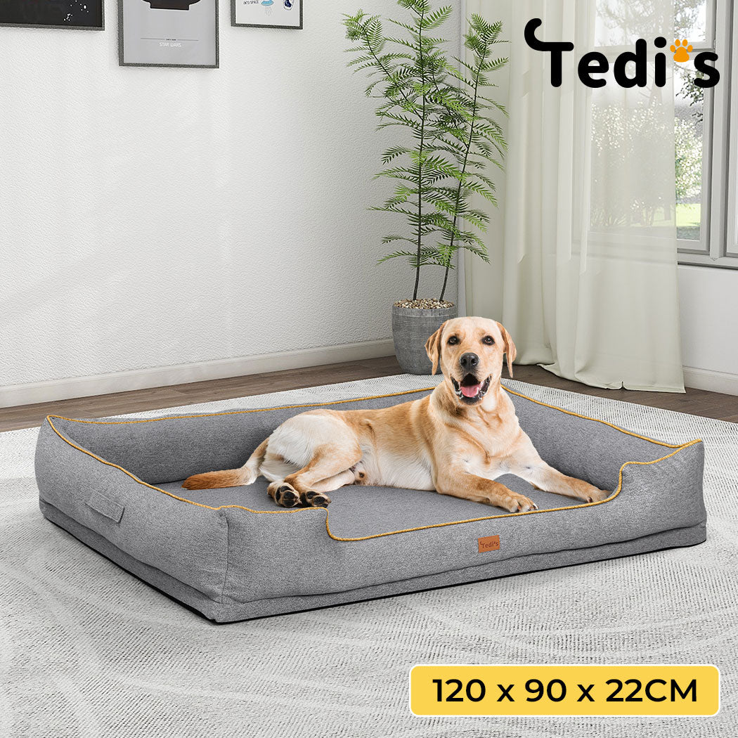 Tedi’s Orthopedic Dog Bed Pet Calming Mat Memory Foam Removable Washable Portable Grey