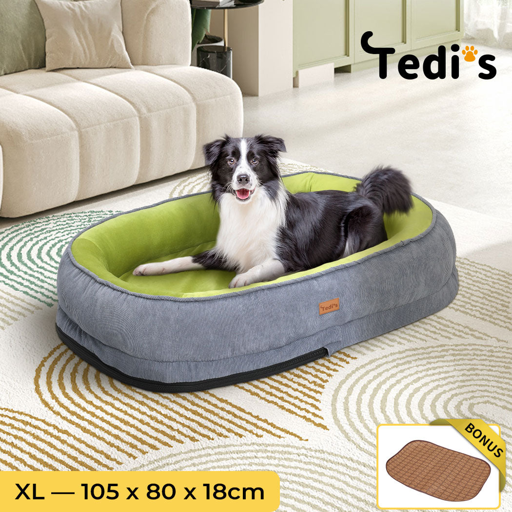 Tedi’s Orthopedic Dog Bed Pet Calming Mat Memory Foam Removable Washable Waterproof Inner