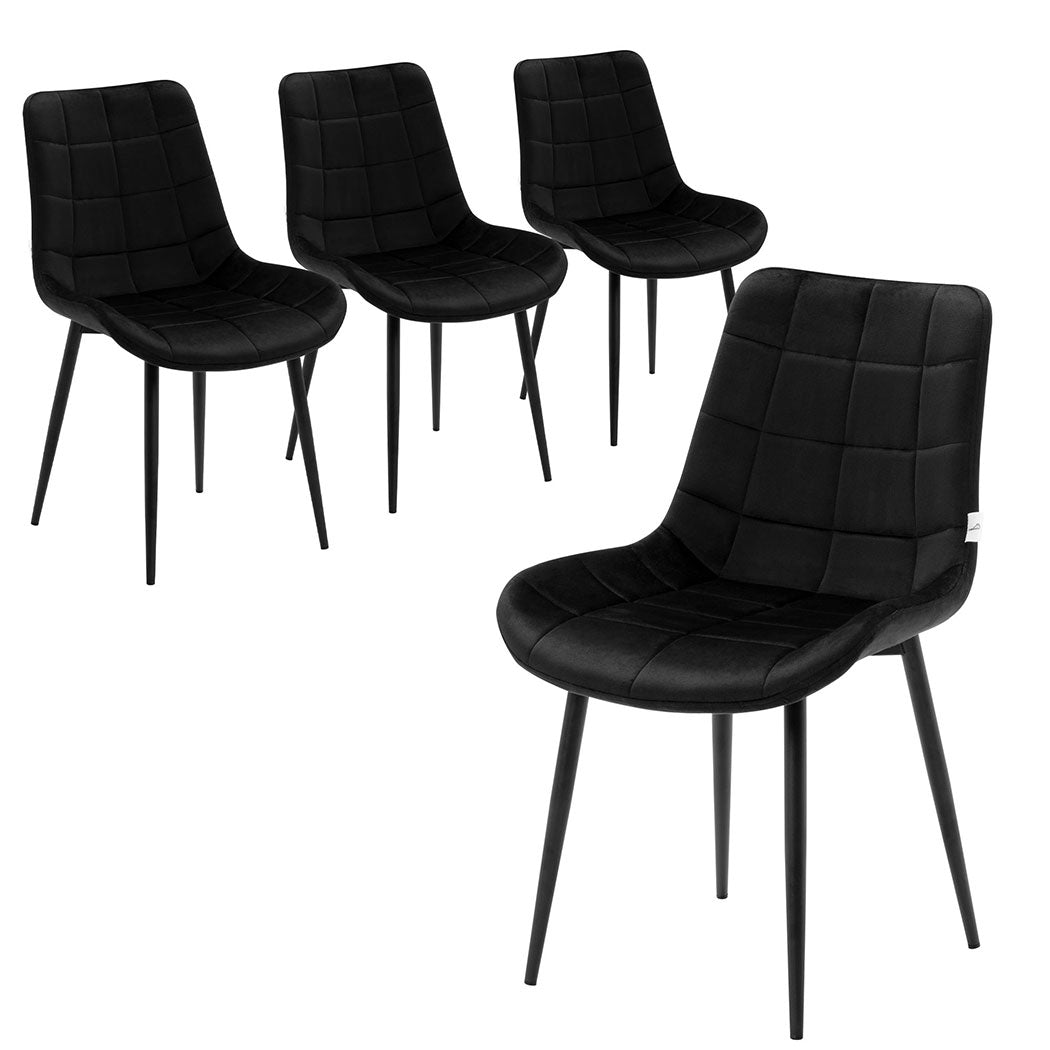 Familand Dining Chairs Set Of 4 Velvet Padded Seat Kitchen Living Room Chair Black