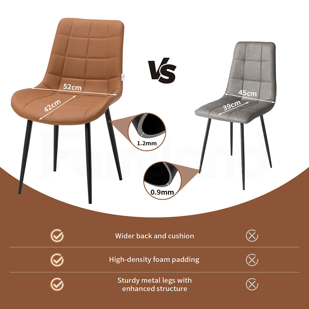 Familand Dining Chairs Set of 2 Faux Leather Padded Seat Kitchen Living Room Chair Grey