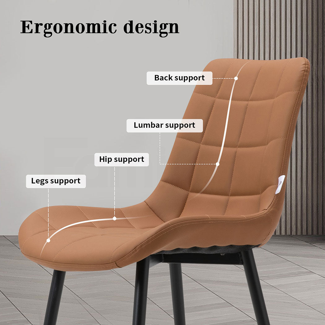 Familand Dining Chairs Set of 2 Faux Leather Padded Seat Kitchen Living Room Chair Grey