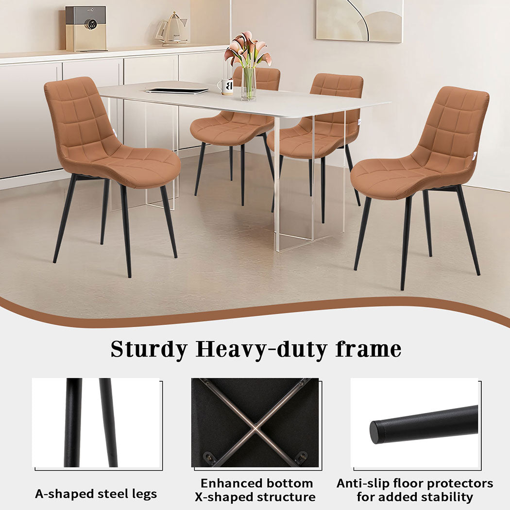 Familand Dining Chairs Set of 2 Faux Leather Padded Seat Kitchen Living Room Chair Grey