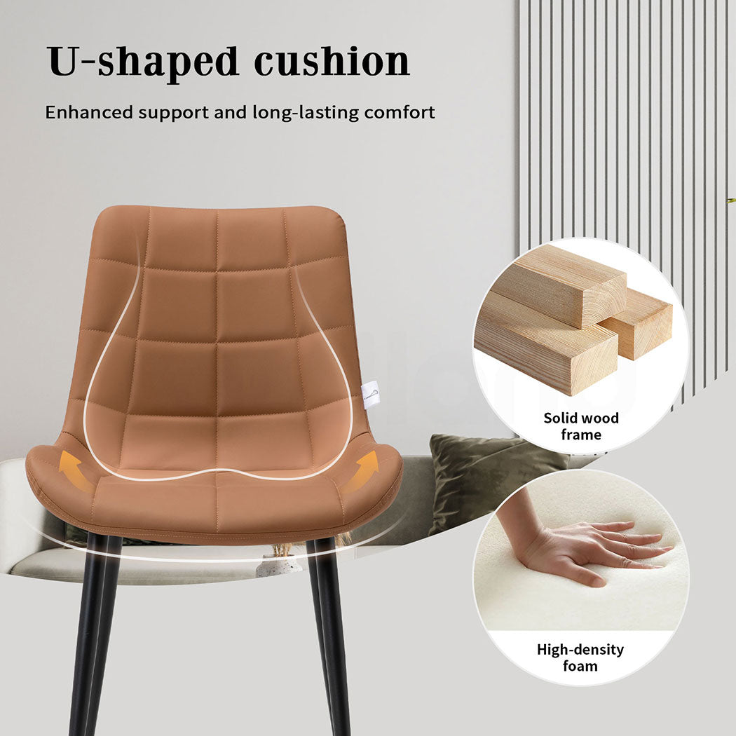 Familand Dining Chairs Set of 2 Faux Leather Padded Seat Kitchen Living Room Chair Grey