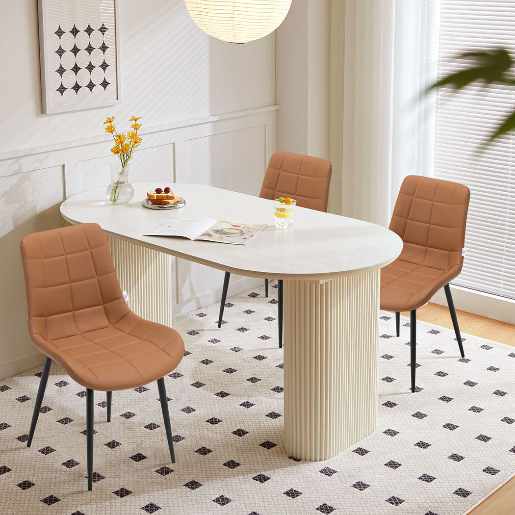 Familand Dining Chairs Set of 2 Faux Leather Padded Seat Kitchen Living Room Chair Grey