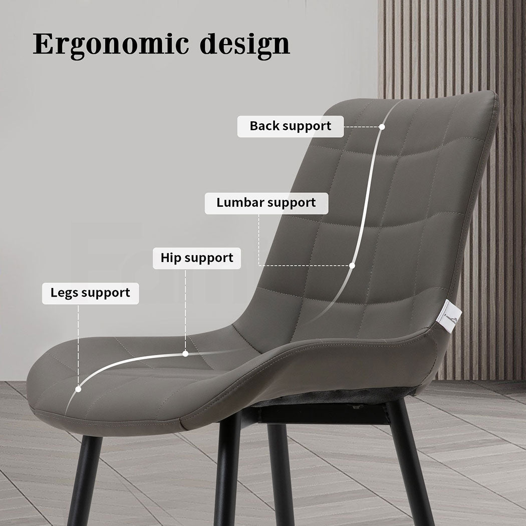 Familand 4x Dining Chairs Faux Leather Padded Seat Kitchen Living Room Chair Grey