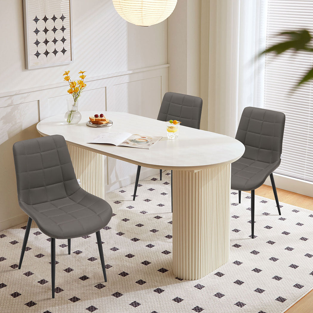 Familand 4x Dining Chairs Faux Leather Padded Seat Kitchen Living Room Chair Grey