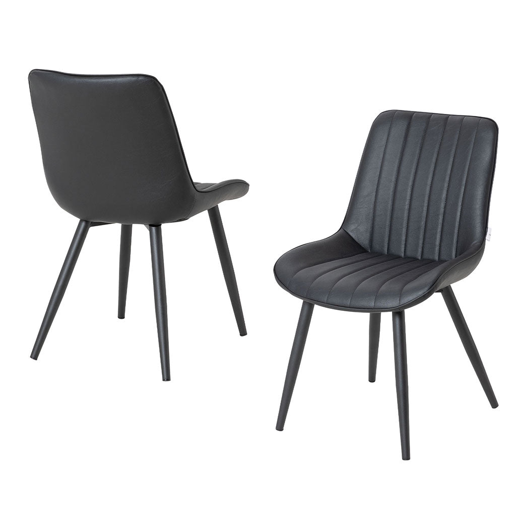 Familand 2x Dining Chairs Faux Leather Upholstered Kitchen Living Room Chair Metal Black