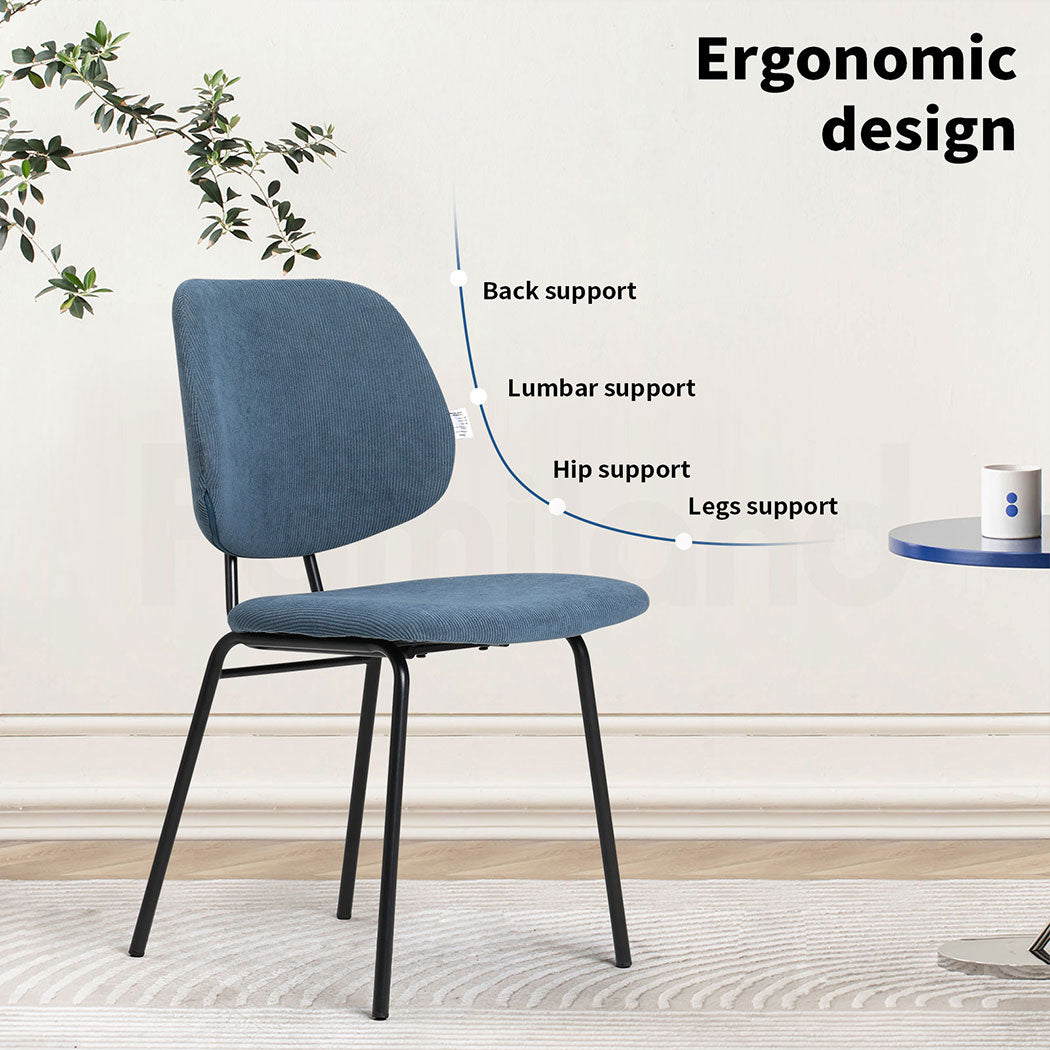 Familand 2x Dining Chairs Upholstered Padded Seat Kitchen Living Room Chair Blue