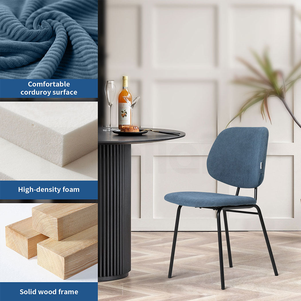 Familand 2x Dining Chairs Upholstered Padded Seat Kitchen Living Room Chair Blue