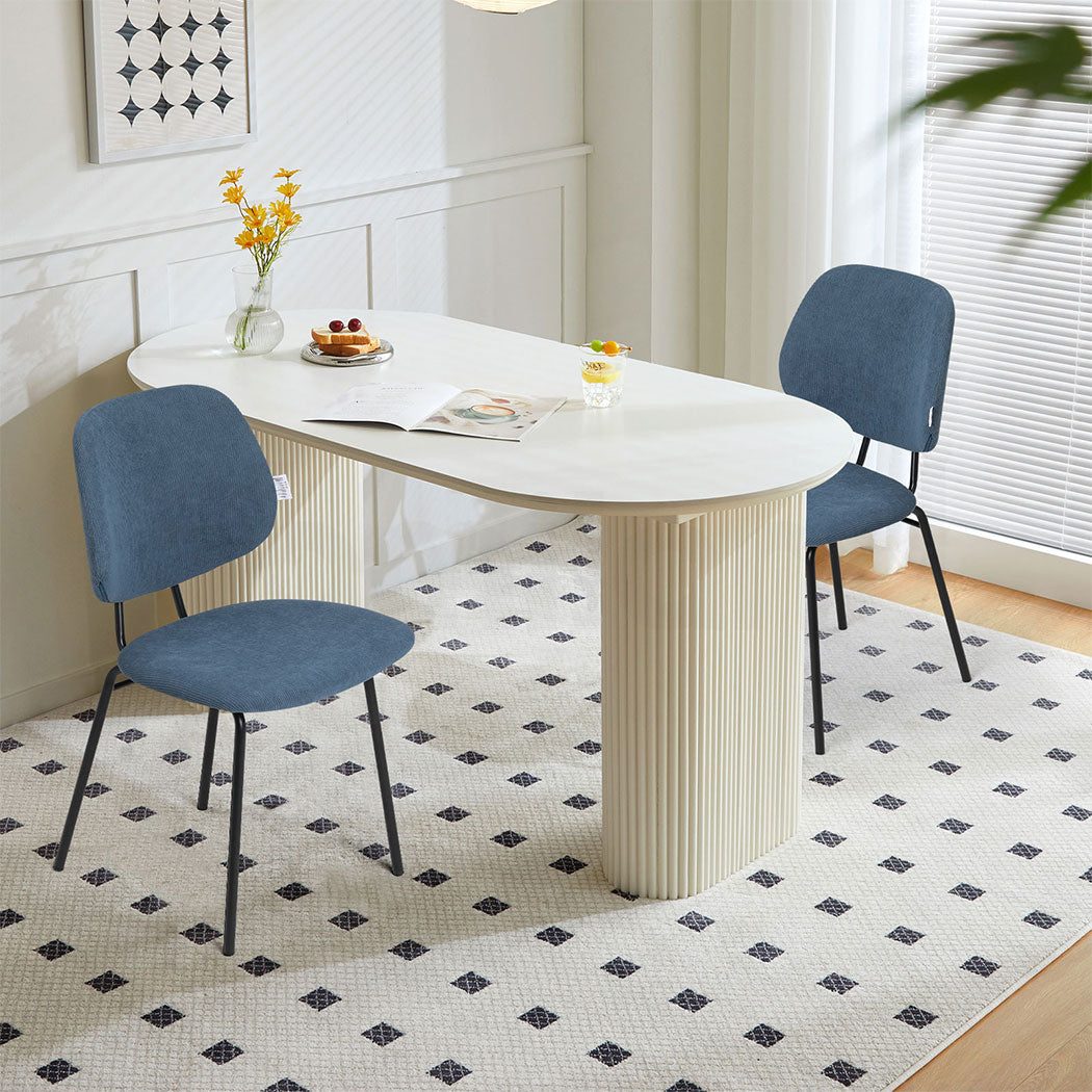 Familand 2x Dining Chairs Upholstered Padded Seat Kitchen Living Room Chair Blue