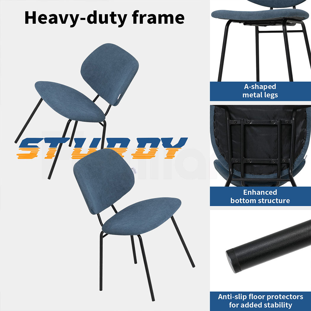 Familand 2x Dining Chairs Upholstered Padded Seat Kitchen Living Room Chair Blue