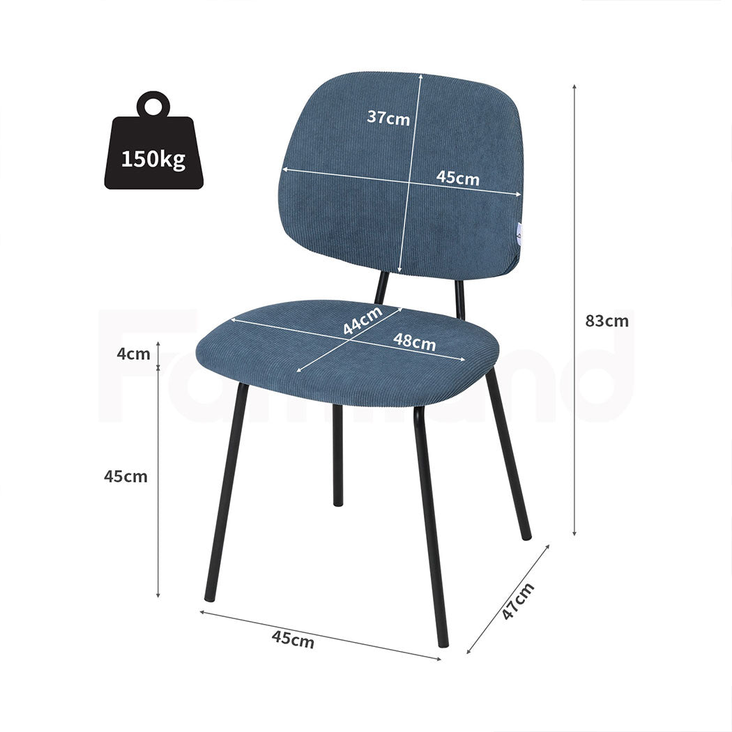 Familand 2x Dining Chairs Upholstered Padded Seat Kitchen Living Room Chair Blue