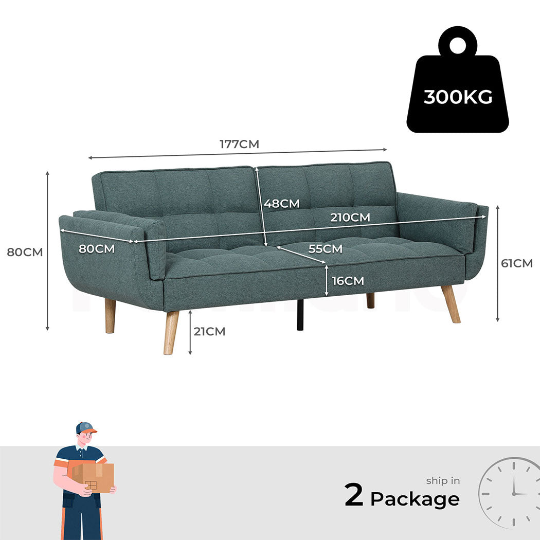 Familand 3 Seater Convertible Sofa Bed Loveseat Recliner Lounge Adjustable Back