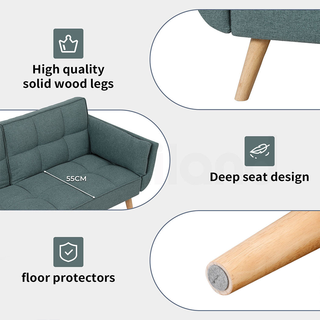 Familand 3 Seater Convertible Sofa Bed Loveseat Recliner Lounge Adjustable Back