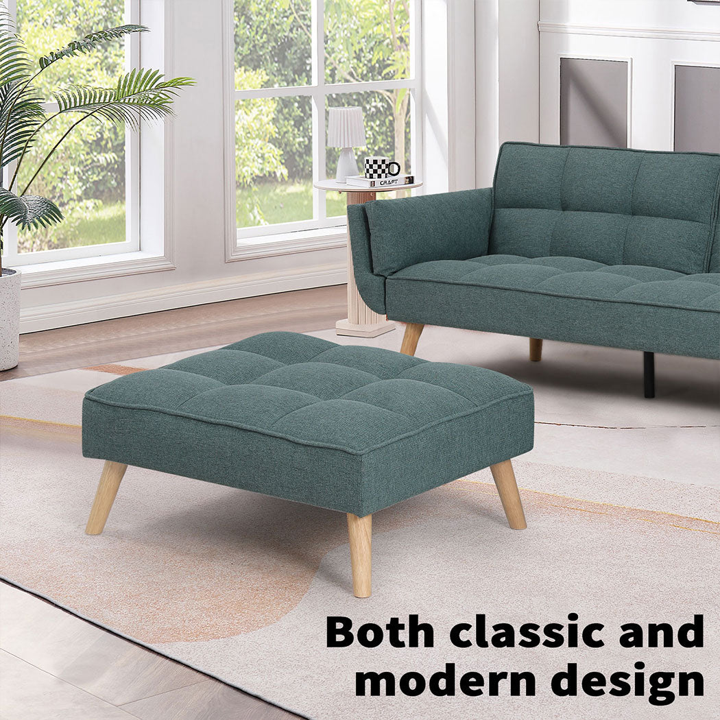 Familand Footstool Ottoman for Living Room-Large Footrest Ottoman with Solid Wood,Sofa Ottoman