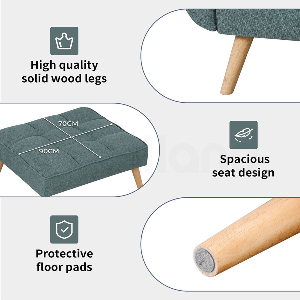 Familand Footstool Ottoman for Living Room-Large Footrest Ottoman with Solid Wood,Sofa Ottoman