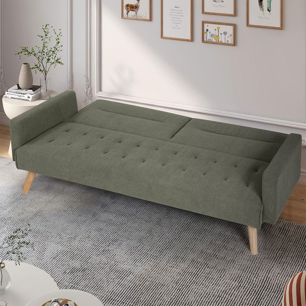 Familand 3 Seater Convertible Sofa Bed Loveseat Recliner Lounge Adjustable Back Green