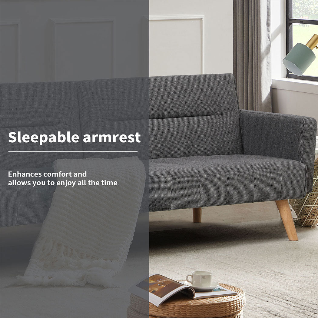 Familand 3 Seater Convertible Sofa Bed Loveseat Recliner Lounge Adjustable Back Grey