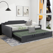Familand Queen Daybed Trundle Bed Storage Drawer Upholstered Day Bed Frame Grey