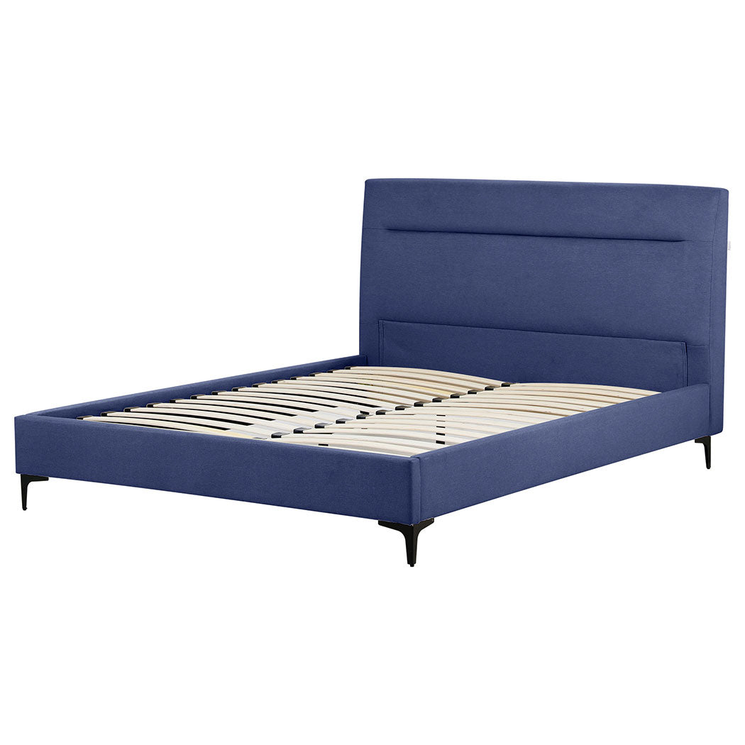 Familand Queen Size Platform Bed Frame Upholstered Headboard in Blue