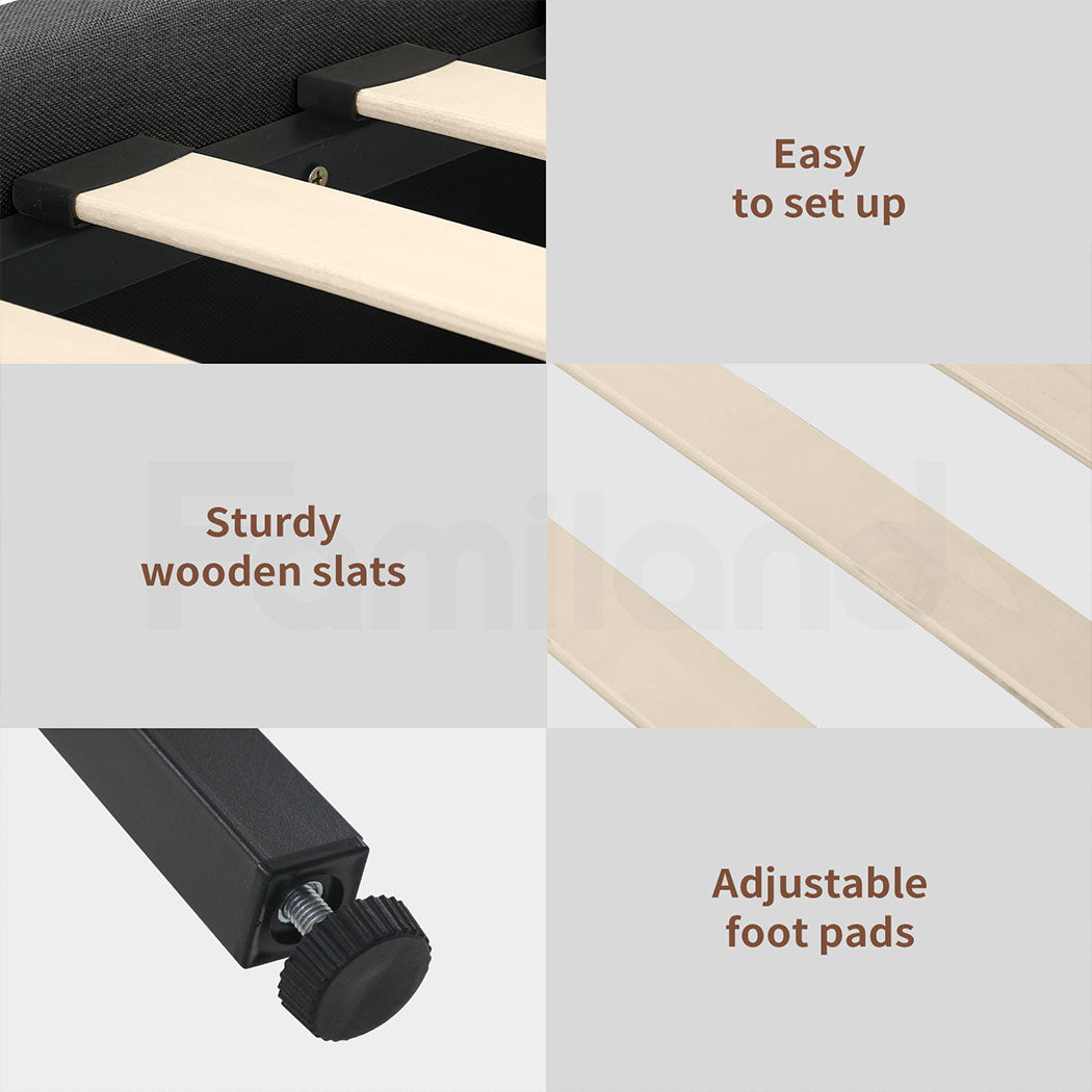 Familand Queen Size Platform Bed Frame Upholstered Headboard in Grey