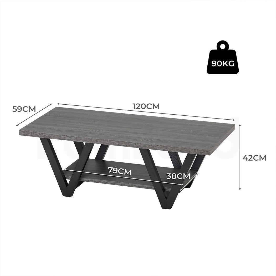 Familand Rectangular Coffee Table Storage Wooden Middle Centra Table Living Room Dark Grey