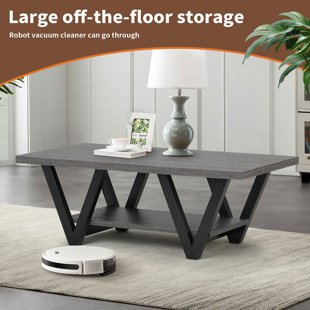 Familand Rectangular Coffee Table Storage Wooden Middle Centra Table Living Room Dark Grey