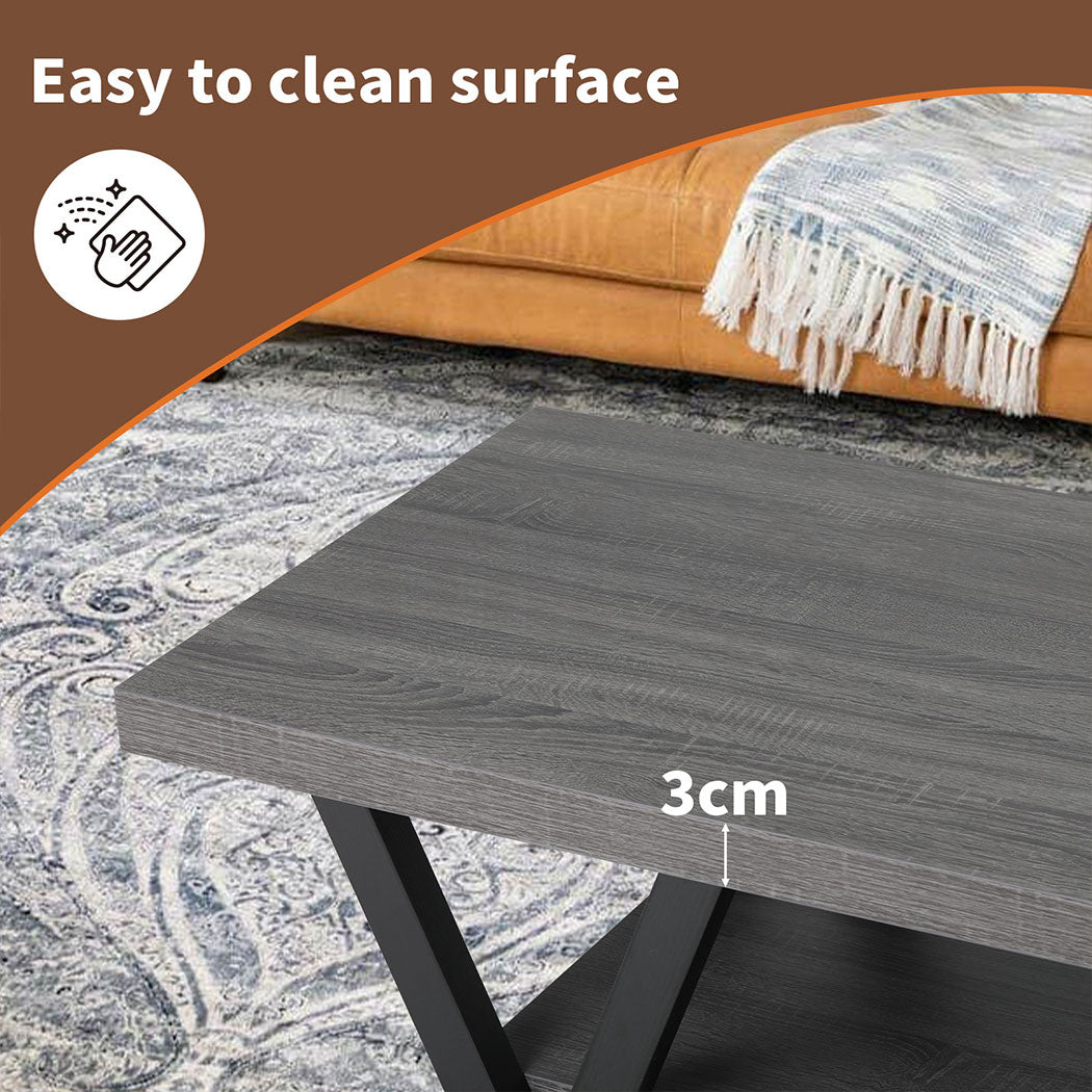 Familand Rectangular Coffee Table Storage Wooden Middle Centra Table Living Room Dark Grey