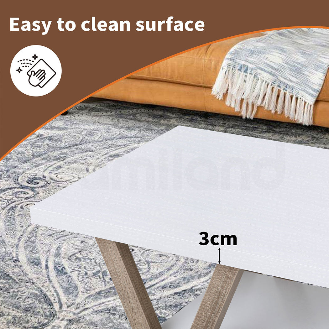 Familand 120cm Coffee Table - Heavy Duty Wooden Frame , 2-Teirs Open Storage Space for Living Room